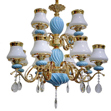 12 light French Vintage Cornflower Blue Crystal Chandelier XTK-30289/8+4