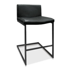 ARTEFAC - Leather Counter Stool, Black Frame 24" - Bar Stools and Counter Stools