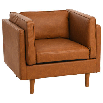 Atley Modern Upholstered High Sided Sofa With Solid Wood Legs, Arm Chair