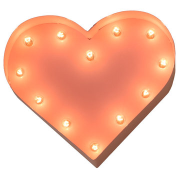 Small Steel Heart Marquee Light By Iconics, Pink Powder Coat