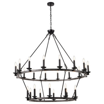 26-Light Wagon Wheel Chandelier Candle Style Ceiling Light