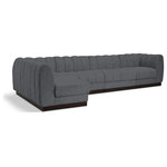 Meridian Furniture - Quinn Chenille Upholstered 5-Piece L-Shaped Modular Sectional, Grey - The Quinn Modular Sectional is a stunning piece crafted in a rich and luxurious grey chenille fabric. Its awe-inspiring design and exceptional quality make it a perfect addition to any space, whether it's a living room, bedroom, or office. The sectional's plush cushioning and sturdy frame provide both comfort and durability, ensuring that it will be a favorite for years to come. Whether you're looking for a statement piece or simply a comfortable seating option, the Quinn sectional is an excellent choice.