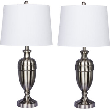 Decorative Urn Table Lamps (Set of 2) - Brushed Steel