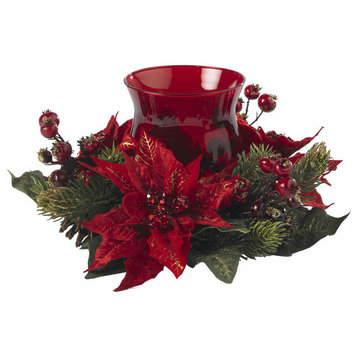 Poinsettia and Berry Candelabrum