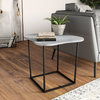 Modrest Aleidy White Marble, Black Metal End Table