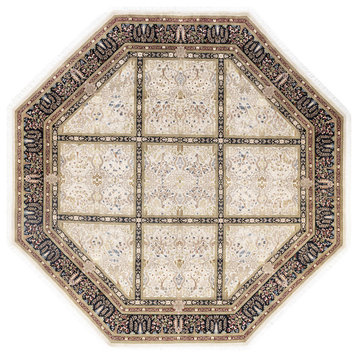 Singh Octagon One-of-a-Kind Hand-Knotted Area Rug Ivory, 8'1"x8'1"