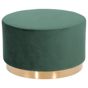 Modrest Santee Modern Green Velvet and Gold Ottoman