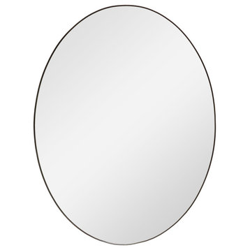 28"x36" Modern Oval Shaped Mirror With recessed mirror, Black Iron Frame Finish