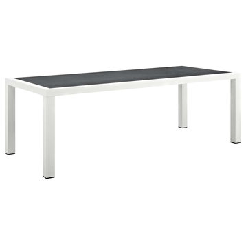 Modern Outdoor Lounge Dining Table, Aluminum Metal Steel, White