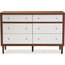 Harlow Wood 6-Drawer Storage Dresser, Walnut Brown and White