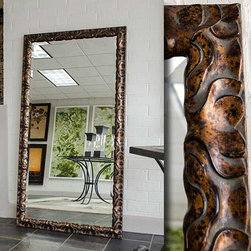 Large floor mirror on bronze rustic frame - Floor Mirrors