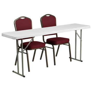 18"x60" Granite White Plastic Folding Training Table