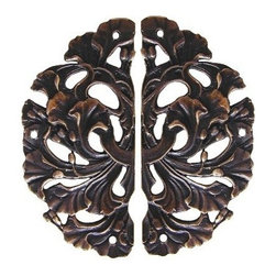 Inviting Home Inc. - Florid Leaves Hinge Plates, Antique-Style Solid Bronze - Hinges