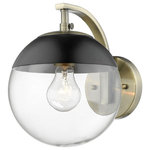 Golden Lighting - Golden Lighting 3219-1W AB-BLK Dixon - 1 Light Wall Sconce - Mid-century modern design with a modern twist, theDixon 1 Light Wall S Aged Brass Clear GlaUL: Suitable for damp locations Energy Star Qualified: n/a ADA Certified: n/a  *Number of Lights: 1-*Wattage:60w Medium Base bulb(s) *Bulb Included:No *Bulb Type:Medium Base *Finish Type:Aged Brass