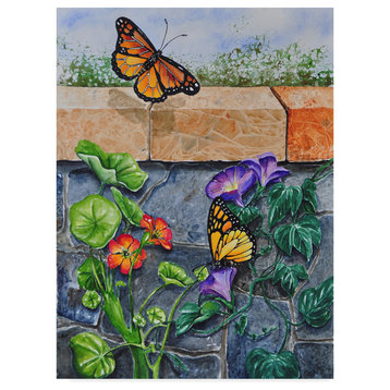 Charlsie Kelly 'Monarchs, Nasturtiums And Morning Glories' Canvas Art, 18"x24"