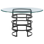 Armen Living - Diaz 48" Round Glass Tabletop Dining Table With Matte Black Iron Base - Introduce an aura of sophisticated drama and elegance to your home with our Diaz Contemporary Round Dining Table in Glass top and Matte Black Iron base by Armen Living. This dining table captivates with its refined geometry and dynamic blend of materials, making a lasting impression in any setting. The round glass top delicately rests upon a sleek metal base. The bold curves and open design are accentuated by the brushed stainless steel finish to bring modern luxury to your home's decor. A versatile addition to a stylish home, our dining table stands as a welcome feature in any eat-in kitchen, dining room, and living space. With a generous diameter of 48-inches, the Diaz round dining table can comfortably seat up to 4 people, and the round tabletop makes it ideal for gathering and invites conversation. It lends a dose of polish to your intimate dinners as well as larger family gatherings. This well-constructed table utilizes high-quality materials to reliably serve you for many years. The Diaz Contemporary Round Dining Table with a Glass Tabletop is available with a Brushed Stainless Steel or Matte Black Iron base, bringing simple luxury and striking design into your home.