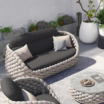 $1,178.99 Stirling Rope Woven Patio Sofa Round Arm Loveseat