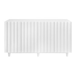 Worlds Away Odette White Lacquered Console Cabinet - Kitchen Cabinetry