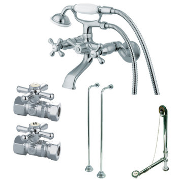 Kingston Brass Wall Mount Clawfoot Faucet Package, Polished Chrome