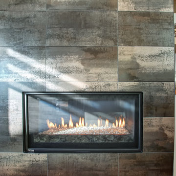 Feature Wall with Linear Fireplace | Thorold, Ontario