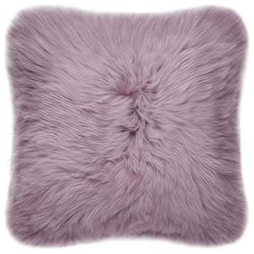 Eclectic Sheepskin 20"x20" Pillow, Purple Quail