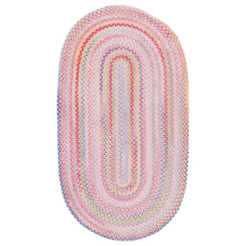 Baby's Breath Braided Oval Rug, Pink, 2'3"x4'