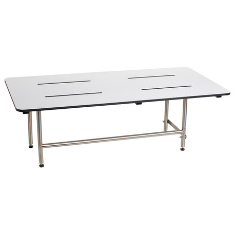 48" x 24" White Folding Wall Mount Bench Shower Seat with Legs, ADA Compliant
