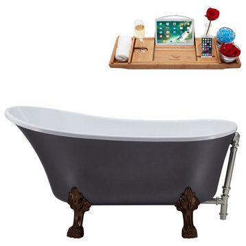 55" Streamline N355ORB-BNK Clawfoot Tub and Tray With External Drain