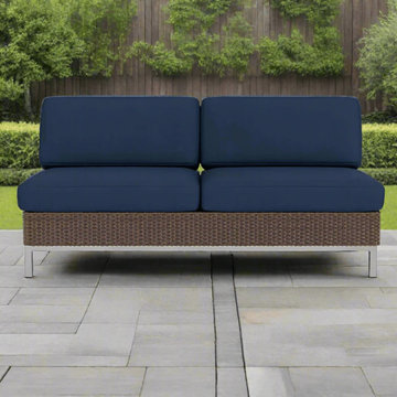 Lloyd Flanders Elements Wicker Armless Settee With Loom Back