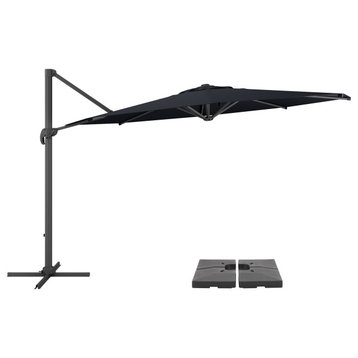 11.5' UV Resistant Deluxe Offset Black Patio Umbrella, Base