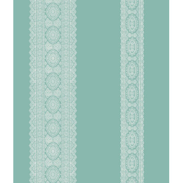 Brynn Turquoise Paisley Stripe Wallpaper Bolt
