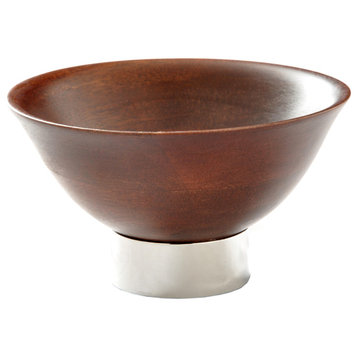 Wood Bowl KIRU with Modern Nickel Footing