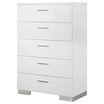 Coaster Felicity Contemporary Wood 5-Drawer Rectangular Chest in White