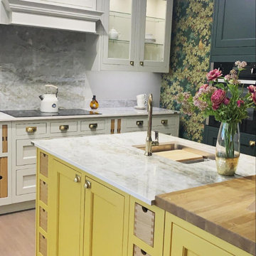 Belgravia painted Mussel, Deep Forest kitchen & Yellowkit