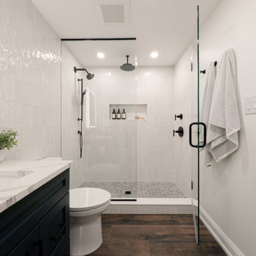 Bathroom – Walk-In Rain Shower – Quartz & Matte Black Details