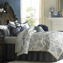 AICO Furniture - Jardin Bedding Ensemble Set - BCS-KS13/KS12-JARDIN-NAV - Bedroom Products