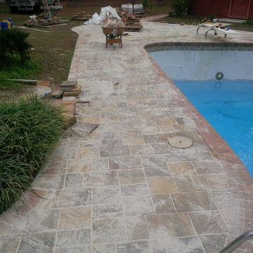 Pool deck and water line tile project
