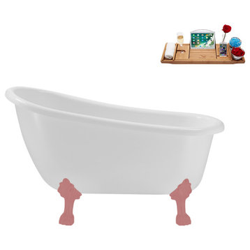 53'' Streamline N488PNK-IN-BL Soaking Clawfoot Tub and Tray with Internal Drain