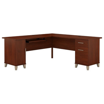 Bush Furniture Somerset 72W L Desk in Hansen Cherry - Engineered Wood