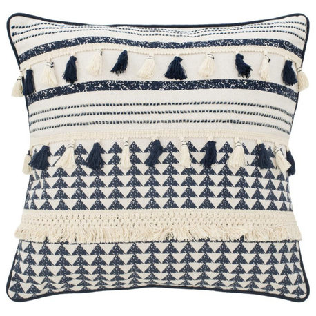 Enya Pillow, Cream/Navy, Pls790A-1616