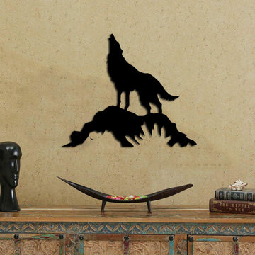 Wolf on Hill Top Design Wall Art