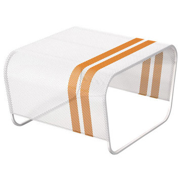 Lami Perforated Stainless Steel Side Table, White, Orange Racing Stripes