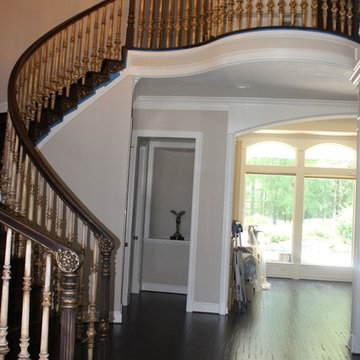 Grand hand-carved wooden staircase