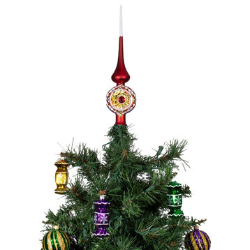 inchOpenworkinch Red Matte Glass Christmas Tree Topper