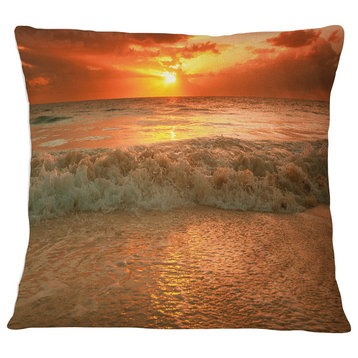 Amazing Beauty of Sun Reflection in Sea Seascape Throw Pillow, 18"x18"