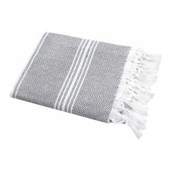 Classic Turkish Towels - Traditional Turkish Peshtamal Bath Sheet, Gray, 40x72" - Bath Towels
