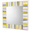 Stained Glass Mosaic Mirror, White, Yellow, Gray, Handmade, 24"x24"
