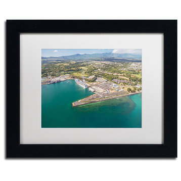 Pierre Leclerc 'Nawiliwili Harbor' Matted Framed Art, Black Frame, White, 14x11