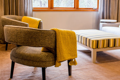 Trendy carpeted home office photo in Denver