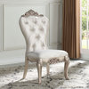Set of 2 Upholstered Side Chair, Cream/Antique White Finish